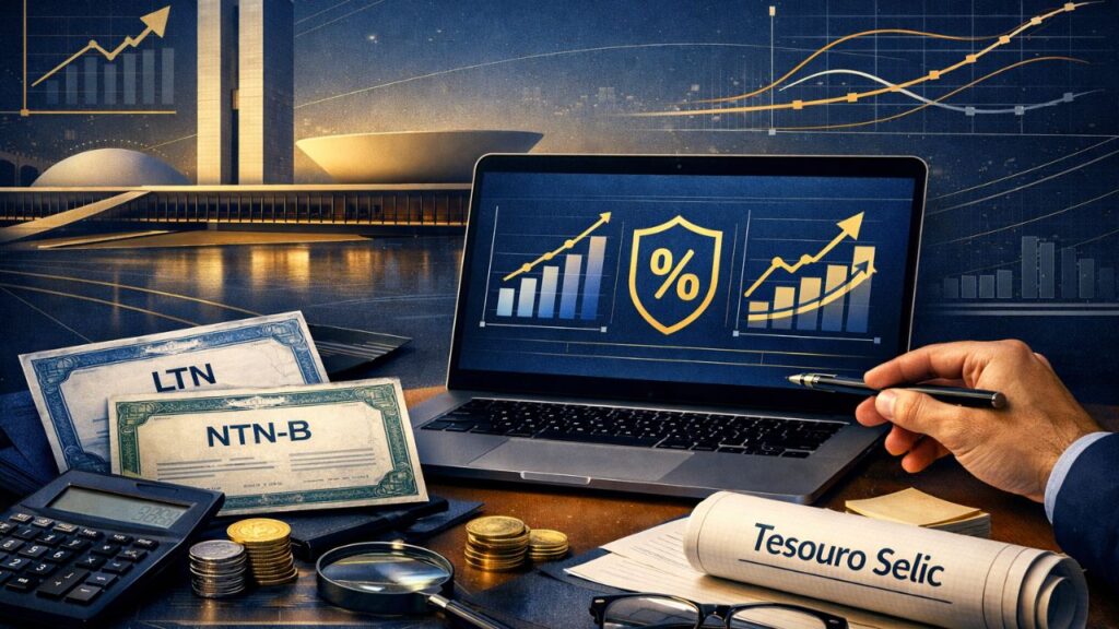 títulos públicos, tesouro direto, investimentos, tesouro selic, tesouro ipca, renda fixa, educação financeira, LTN, LFT, NTN-B, NTN-F, tesouro educa+, tesouro renda+, finanças pessoais