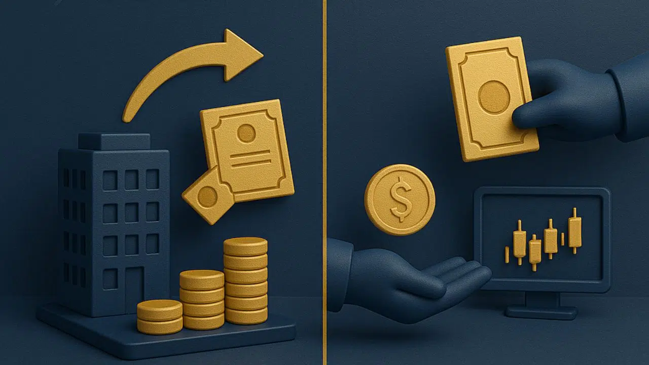 diferença entre mercado primário e secundário, mercado financeiro, mercado de capitais, ações, renda fixa, negociação de ativos, IPO, B3, Capriata Cursos