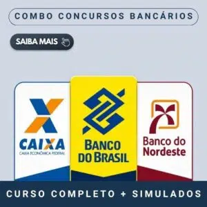 curso concurso bb, bnb e cef, combo concursos bancários, preparatorio concursos bancarios