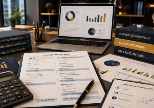 Balanço patrimonial utilizado na análise financeira de empresas.