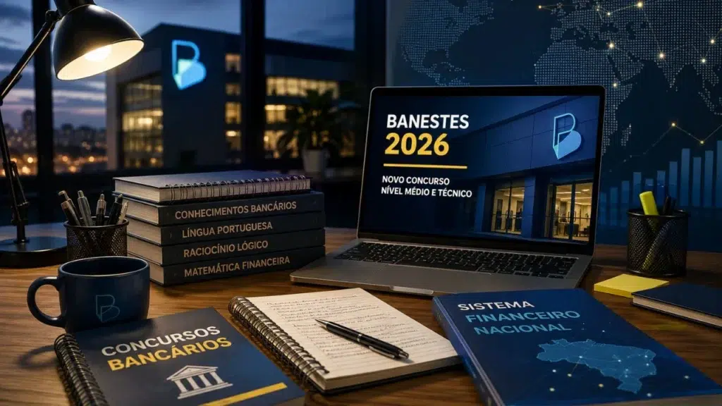 Preparação para o concurso Banestes 2026 com expectativa de vagas de nível médio