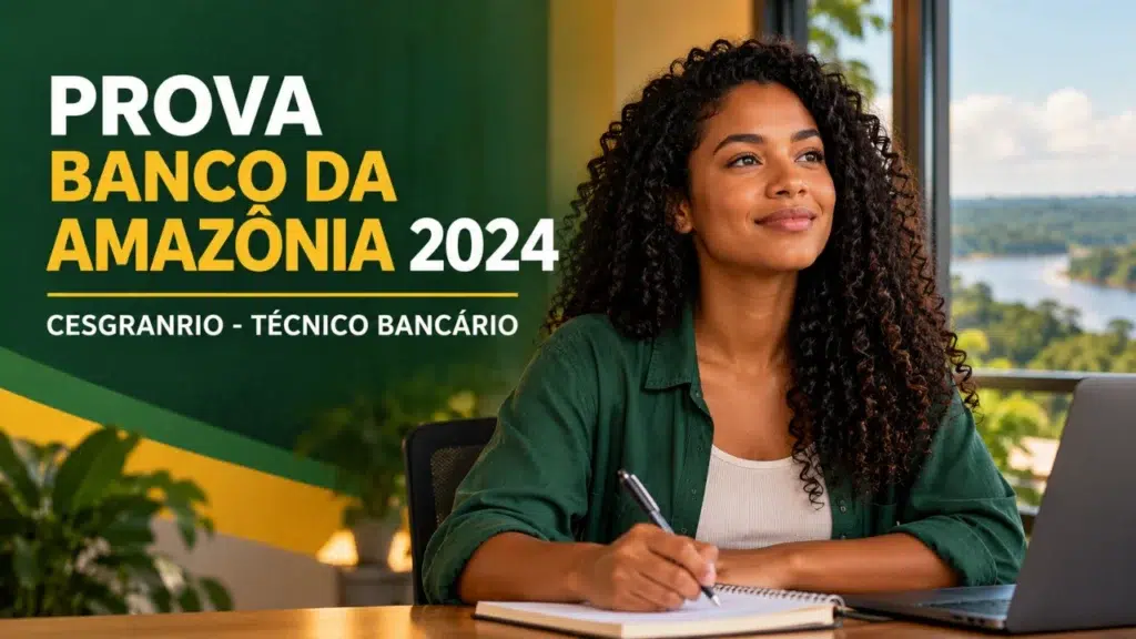 Prova Banco da Amazônia 2024, organizada pela Cesgranrio, para o cargo de Técnico Bancário.