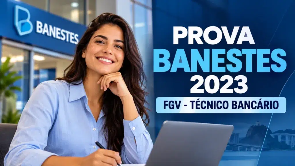 Prova Banestes 2023, organizada pela FGV, para o cargo de Técnico Bancário de nível médio.